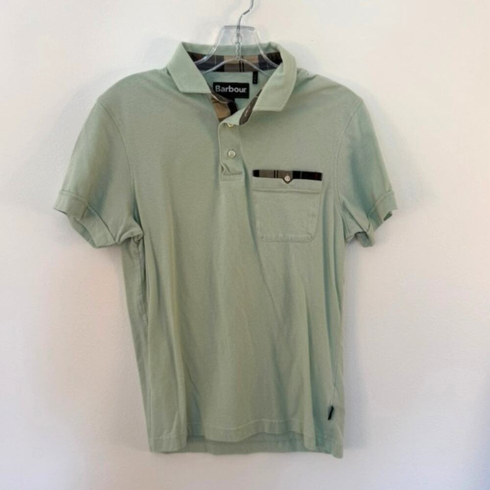 Barbour Corpatch Polo Shirt Men's Size Small Mint Green / Seafoam 100% Cotton